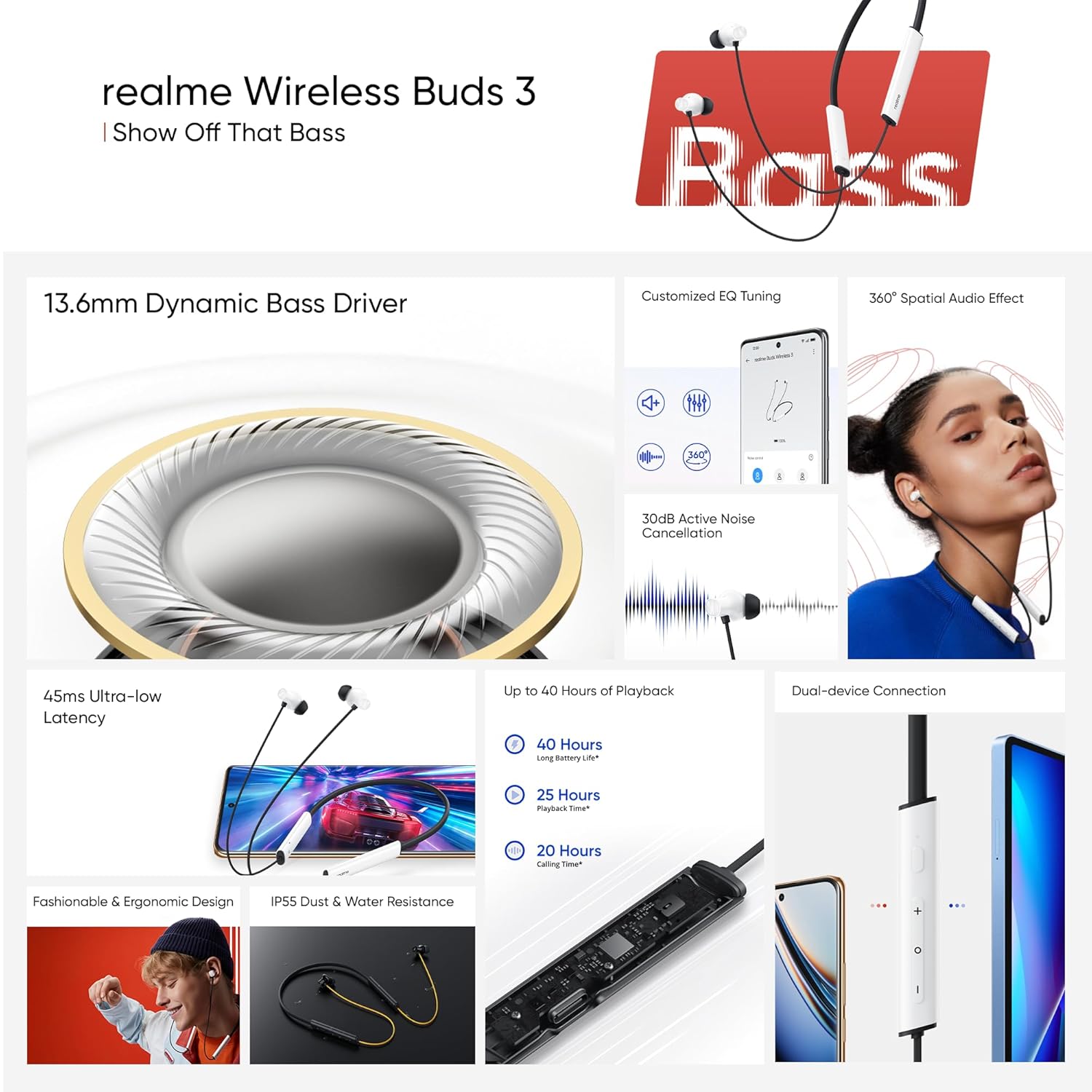 Buy the Realme Buds Wireless 3 in BD. Featuring 30dB ANC, 40h battery, and 13.6mm bass drivers. Shop now for nationwide delivery.