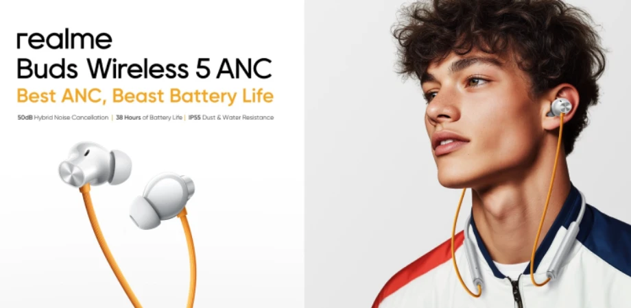 realme Buds Wireless 5 ANC realme Buds Wireless 5 ANC Neckband – Best ANC, Beast Battery Life. The Realme Buds Wireless 5 ANC features a 13.6mm dynamic bass driver and offers up to 50dB of active noise cancellation (ANC). It includes three adaptive noise reduction levels and supports environmental noise cancellation (ENC) to improve call clarity. Additionally, the headset is compatible with the Realme Link app, enabling users to customize EQ settings and adjust noise cancellation modes. Realme Buds Wireless 5 ANC Neckband: Your Ultimate Audio Companion Experience superior sound quality and cutting-edge noise cancellation with the Realme Buds Wireless 5 ANC Neckband. Designed for music lovers and professionals alike, this wireless neckband combines style, comfort, and advanced technology to deliver an exceptional audio experience. Whether you’re commuting, working out, or simply enjoying your favorite tunes, the Realme Buds Wireless 5 ensures crystal-clear sound with powerful bass and immersive noise cancellation. Key Features of Realme Buds Wireless 5 ANC Introducing the realme Buds Wireless 5 ANC, the latest addition to realme’s line of neckband headphones. Designed with advanced active noise cancellation technology, the buds wireless 5 ANC ensures an immersive audio experience. With its sleek and comfortable design, this neckband is the perfect companion for music enthusiasts on the go. Get ready to elevate your listening experience with the realme Buds Wireless 5 ANC neckband. 1. 50dB Active Noise Cancellation (ANC) One of the standout features of the Realme Buds Wireless 5 is its 50dB active noise cancellation, which effectively blocks out external noise, allowing you to focus on your music, calls, or work without distractions. The ANC technology comes with three adaptive noise reduction levels, providing the flexibility to choose the best noise cancellation mode based on your surroundings. 2. Powerful 13.6mm Dynamic Bass Driver Equipped with a 13.6mm dynamic bass driver, the Realme Buds Wireless 5 delivers deep, punchy bass and rich audio clarity. Whether you’re listening to energetic beats or soothing melodies, the enhanced bass ensures an immersive sound experience. 3. Environmental Noise Cancellation (ENC) for Clear Calls Say goodbye to background noise during calls with the environmental noise cancellation (ENC) feature. This technology enhances voice clarity by filtering out unwanted noise, ensuring that your calls remain clear even in noisy environments such as public transport or crowded streets. 4. Realme Link App Compatibility The Realme Buds Wireless 5 is compatible with the Realme Link app, allowing you to personalize your audio experience with adjustable EQ settings and customized noise cancellation modes. With the app, you can fine-tune your sound preferences to match your listening style. 5. Long Battery Life with Fast Charging Enjoy extended listening sessions with an impressive battery life of up to 40 hours on a single charge (with ANC off). Need a quick power boost? The neckband supports fast charging, providing up to 7 hours of playback with just a 10-minute charge, ensuring you’re always ready to go. 6. Bluetooth 5.3 for Seamless Connectivity Featuring the latest Bluetooth 5.3 technology, the Realme Buds Wireless 5 offers a stable and efficient wireless connection with lower power consumption. Enjoy seamless pairing, reduced latency, and improved audio transmission for an uninterrupted listening experience. 7. Lightweight & Comfortable Design Designed for all-day wear, the Realme Buds Wireless 5 boasts a lightweight and ergonomic design that fits comfortably around your neck. The soft silicone ear tips provide a secure fit, making it ideal for extended use during workouts, travel, or work. 8. IPX5 Water Resistance With an IPX5 water-resistant rating, the Realme Buds Wireless 5 is built to withstand sweat and light splashes, making it perfect for workouts, outdoor activities, and daily use in various weather conditions. 9. Magnetic Instant Connection The magnetic earbuds feature an auto-connect function, allowing you to power them on/off effortlessly by separating or attaching them. This feature enhances convenience and helps conserve battery life. 10. Low Latency Mode for Gamers Gamers can enjoy an enhanced experience with the low latency mode, reducing audio lag for a seamless gaming experience. Whether you’re playing fast-paced games or watching videos, the audio stays perfectly synced. Why Choose Realme Buds Wireless 5 ANC Neckband? Exceptional Noise Cancellation: With industry-leading ANC up to 50dB, you can immerse yourself in your music without distractions. Customizable Sound: Realme Link app compatibility allows you to tailor the sound profile to your liking. Long-lasting Battery: Stay powered throughout the day with up to 40 hours of battery life. Comfortable Fit: Lightweight and ergonomic design ensures maximum comfort for extended use. Reliable Connectivity: Bluetooth 5.3 technology provides a stable connection with lower power consumption. Realme Buds Wireless 5 ANC: Specifications Overview Driver Size: 13.6mm dynamic bass driver Noise Cancellation: Up to 50dB ANC with three adaptive modes ENC for Calls: Yes Battery Life: Up to 40 hours (with ANC off) Fast Charging: 10 minutes charge for 7 hours playback Connectivity: Bluetooth 5.3 Water Resistance: IPX5 rating Weight: Lightweight and ergonomic design The Realme Buds Wireless 5 ANC Neckband is the perfect companion for those seeking high-quality sound, effective noise cancellation, and all-day comfort. Whether you’re an audiophile, a fitness enthusiast, or a professional, these earbuds provide the perfect balance of performance and convenience.